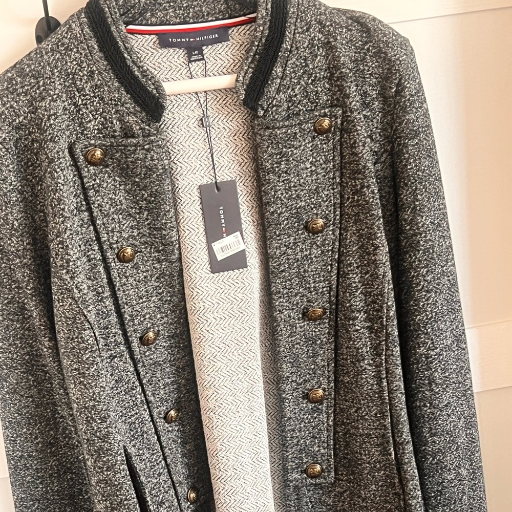 Tommy Hilfiger Gray Varsity Jacket with Classic Appeal